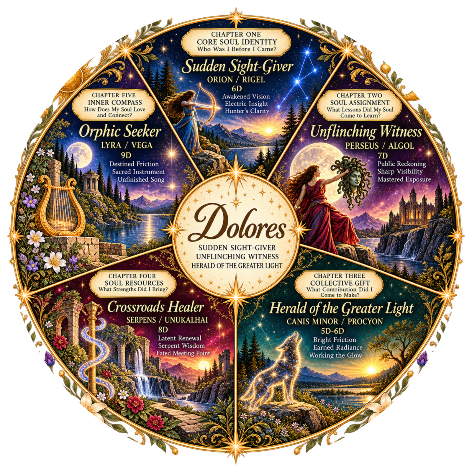 Dolores Cannon's Galactic Chart Wheel close-up
